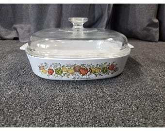 Vintage Corning Ware Le Romarin A-10-B Casserole Dish w Pyrex Lid 10x10 USA