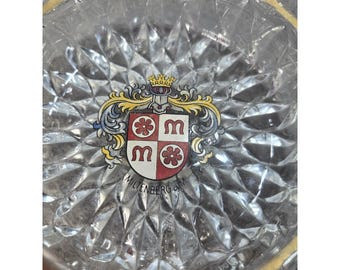Vintage Miltenberg Am Main, Duitsland helder kristal geribbelde glazen asbak 5,5"