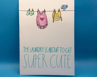 Babyshowerkaart: de was wordt superleuk