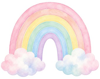 Pastel Rainbow PNG | Watercolor Nursery Clipart | Baby Shower PNG | Printable | Instant Download