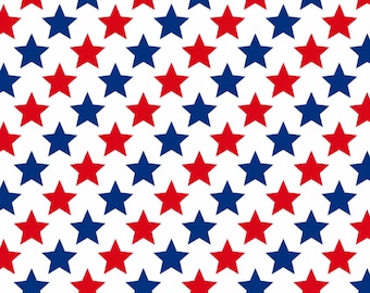 Patriotic Star Seamless Pattern | Red White Blue SVG, PNG Bundle (Digital Download)