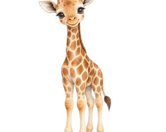 Baby Giraffe Watercolor PNG | Safari Animal Nursery Decor (Digital Download)