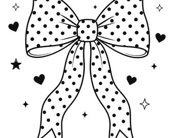 Polka Dot Bow PNG | Black White Coquette Ribbon Clipart (Digital Download)