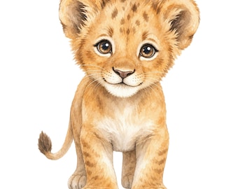 Baby Lion Watercolor PNG | Safari Animal Clipart (Digital Download)