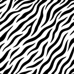May include: A repeating seamless pattern featuring high-contrast black and white zebra stripes. The design consists of organic, flowing, and irregular wavy lines that run diagonally across the surface, creating a bold and graphic visual texture.