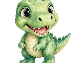 Baby T-Rex Watercolor Clipart | Dinosaur Nursery Decor (Digital Download)
