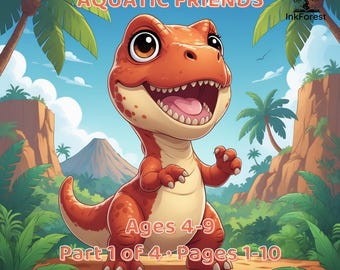 Dinosaur Coloring Pages for Kids, Dino Pals Pages 1-10, Cute Prehistoric Friends, Digital PDF Download