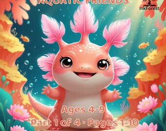Ocean Animals Coloring Pages for Kids, Aquatic Friends Pages 1-10, Cute Sea Creatures, Digital PDF Download