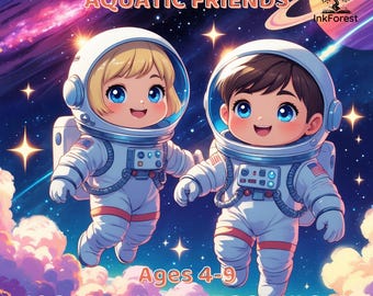 Space Coloring Book for Kids, Space Explorers Vol 1, 40 Printable Pages, Cute Astronauts & Planets, Digital PDF Download