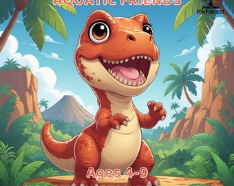 Dinosaur Coloring Book for Kids, Dino Pals Vol 1, 40 Printable Pages, Cute Prehistoric Friends, Instant Digital PDF Download