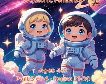 Space Coloring Pages for Kids, Space Explorers Pages 21-30, Cute Astronauts & Planets, Digital PDF Download