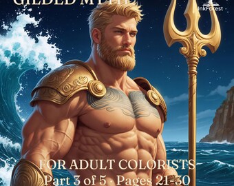 Greek Mythology Coloring Pages for Adults, Gilded Myth Pages 21-30, Gods & Titans, Digital PDF Download
