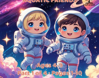 Space Coloring Pages for Kids, Space Explorers Pages 1-10, Cute Astronauts & Planets, Digital PDF Download