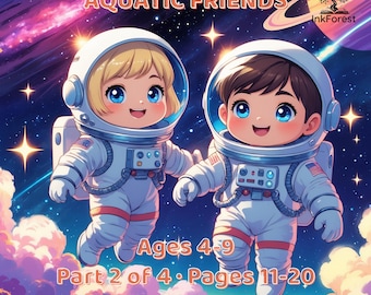 Space Coloring Pages for Kids, Space Explorers Pages 11-20, Cute Astronauts & Planets, Digital PDF Download