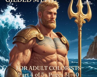 Greek Mythology Coloring Pages for Adults, Gilded Myth Pages 31-40, Gods & Titans, Digital PDF Download