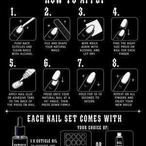 Black French Tip Stiletto Nails with Crystal Accents | HEMA-Free Gel Press-Ons image 5