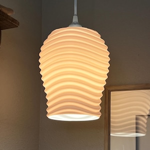 Sculptural Wavy Ribbed Pendant Lamp
