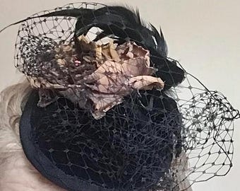 Golden Silk Rose Fascinator Hat