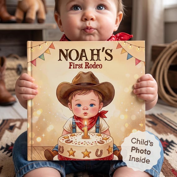 First Rodeo Birthday Book, Personalized 1st Birthday Storybook, My First Rodeo Gift for Your Little Cowpoke Turning One Year