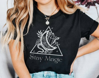 Stay Magic Shirt, Witchy Shirt, Spiritual Shirt, Crystal Shirt, Moon Shirt, Witchy Clothing, Goth Gift, Witchcraft, Occult Shirt
