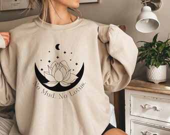 No Mud No Lotus Sweater, Namaste Sweater, Yoga Lover Sweater, Yoga Sweater, Meditation Sweater, Yoga gift, spiritual sweater, boho sweater