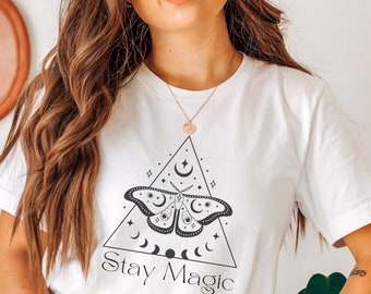 Stay Magic Shirt, Witchy Shirt, Spiritual Shirt, Crystal Shirt, Moon Shirt, Witchy Clothing, Goth Gift, Witchcraft, Occult Shirt, Mystical