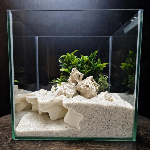 AquaVault Aquarium Cave Ledge | Fish Hide & Aquascape Platform | Betta Shrimp Reptile Terrarium Decor