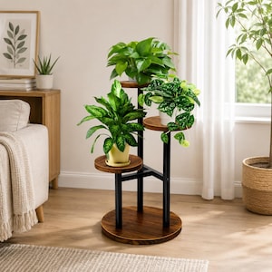 3 Tier Plant Stand Indoor, Corner Plant Stand, Indoor Plant Shelf, Metal Wood Plant Stand, Flower Pot Stand, Plant Holder Decor