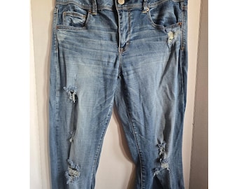 Jeans American Eagle Kick Boot con paillettes effetto usurato e tasche - Taglia 14 Regular