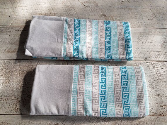 Super Soft Flannel Pillowcase Set Greek Key Bedroom Decor Set Of 2 Pillowcases