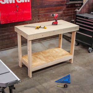 Heavy Duty 2x4 Workbench, 4ft Garage Workshop Table, Woodworking Bench, Flat Pack Easy Assembly