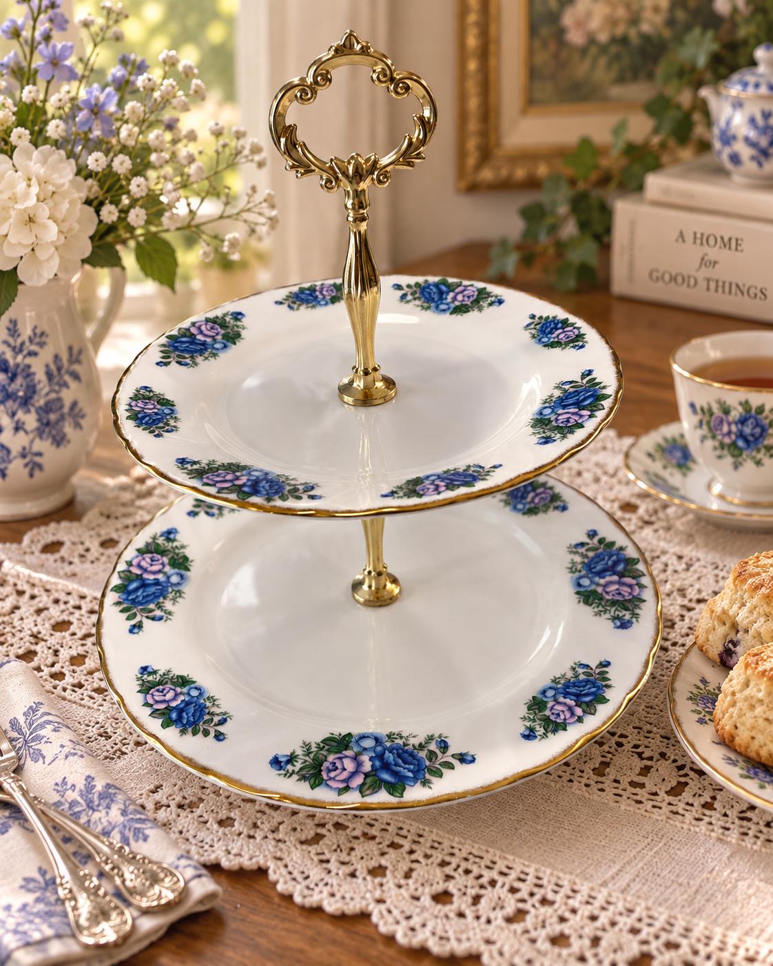 Fine China of Japan Blue Rose Pattern - Etsy