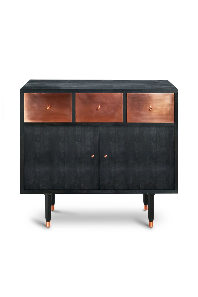 Black gallery edition Scandinavian Design Sideboard Vatnafjoll Cupboard Copper Furniture Luxury Furniture. Midcentury Modern