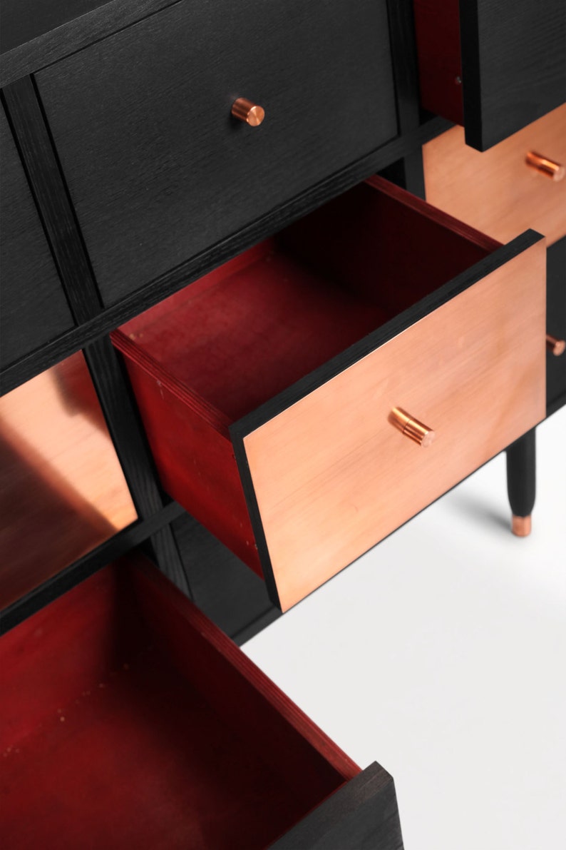 Black gallery edition Scandinavian Design Sideboard Vatnafjoll Cupboard Copper Furniture Luxury Furniture. Midcentury Modern