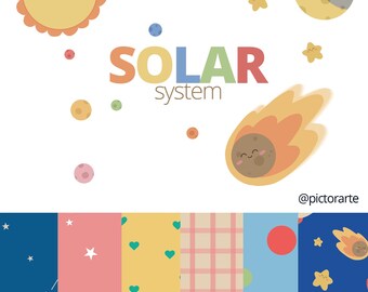 Solar system cute children's room decoration picture stickers handmade