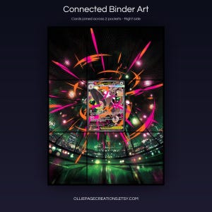 Mega Lopunny EX 128/094 connected binder art joining across two pockets, right side, printable extended card display for 9-pocket binders