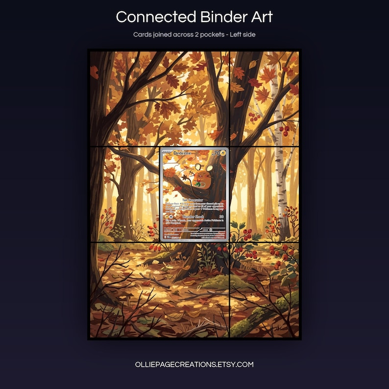 Dedenne 093/088 connected binder art joining across two pockets, left side, printable extended card display for 9-pocket binders