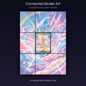 Mega Dragonite EX 290/217 connected binder art joining across two pockets, right side, printable extended card display for 9-pocket binders