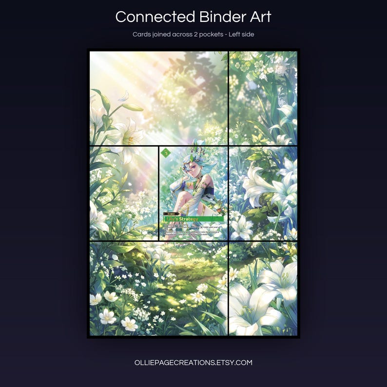Lily's Strategy BP01-070-SP connected binder art joining across two pockets, left side, printable extended card display for 9-pocket binders