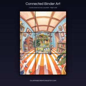 Litten 167/162 connected binder art joining across two pockets, right side, printable extended card display for 9-pocket binders