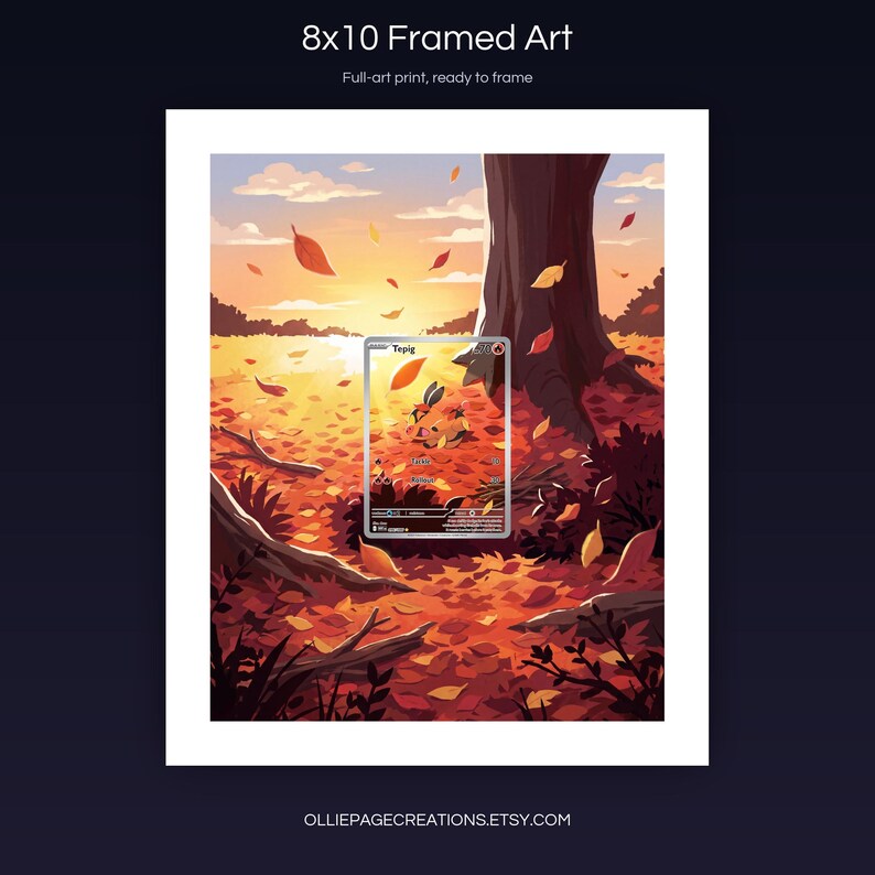Tepig 096/086 8x10 full-art framed print, ready-to-frame extended art wall display, White Flare
