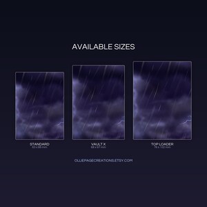 Zebstrika extended binder art size guide showing Standard, Vault X, and Top Loader printable card sleeve dimensions