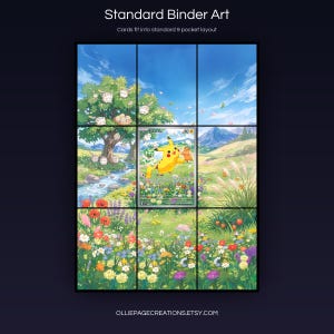Pikachu 088 extended art 3x3 grid layout, full 9-pocket binder page display printable, S&V Promo collector insert