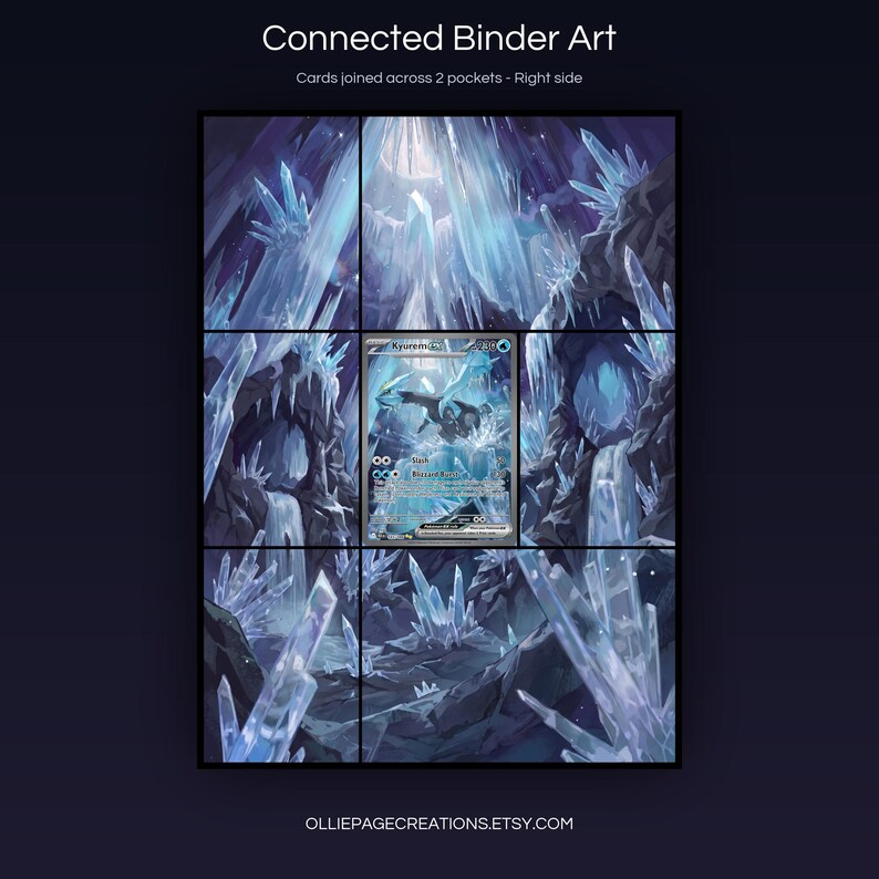 Collector bundle feature overview for Kyurem EX extended binder art — binder page grids plus 8x10