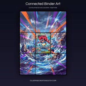 Mega Feraligatr EX 274/217 connected binder art joining across two pockets, right side, printable extended card display for 9-pocket binders