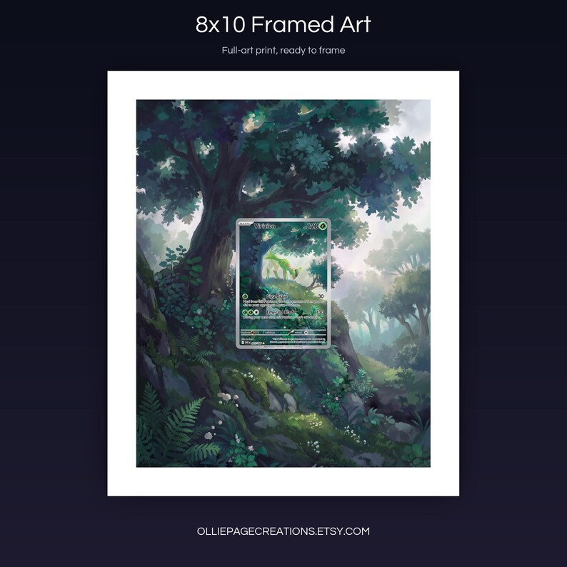Virizion 095/086 8x10 full-art framed print, ready-to-frame extended art wall display, White Flare