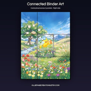 Pikachu 088 connected binder art joining across two pockets, right side, printable extended card display for 9-pocket binders