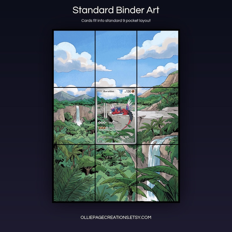 Koraidon 014 extended art 3x3 grid layout, full 9-pocket binder page display printable, S&V Promo collector insert