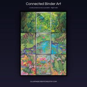 Venusaur Evolution 166 + 167 + 198 connected binder art joining across two pockets, right side, printable extended card display for 9-pocket binders