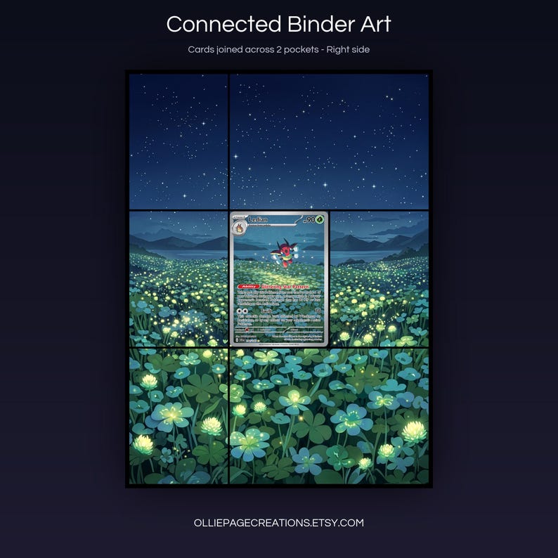 Ledian 144/142 connected binder art joining across two pockets, right side, printable extended card display for 9-pocket binders